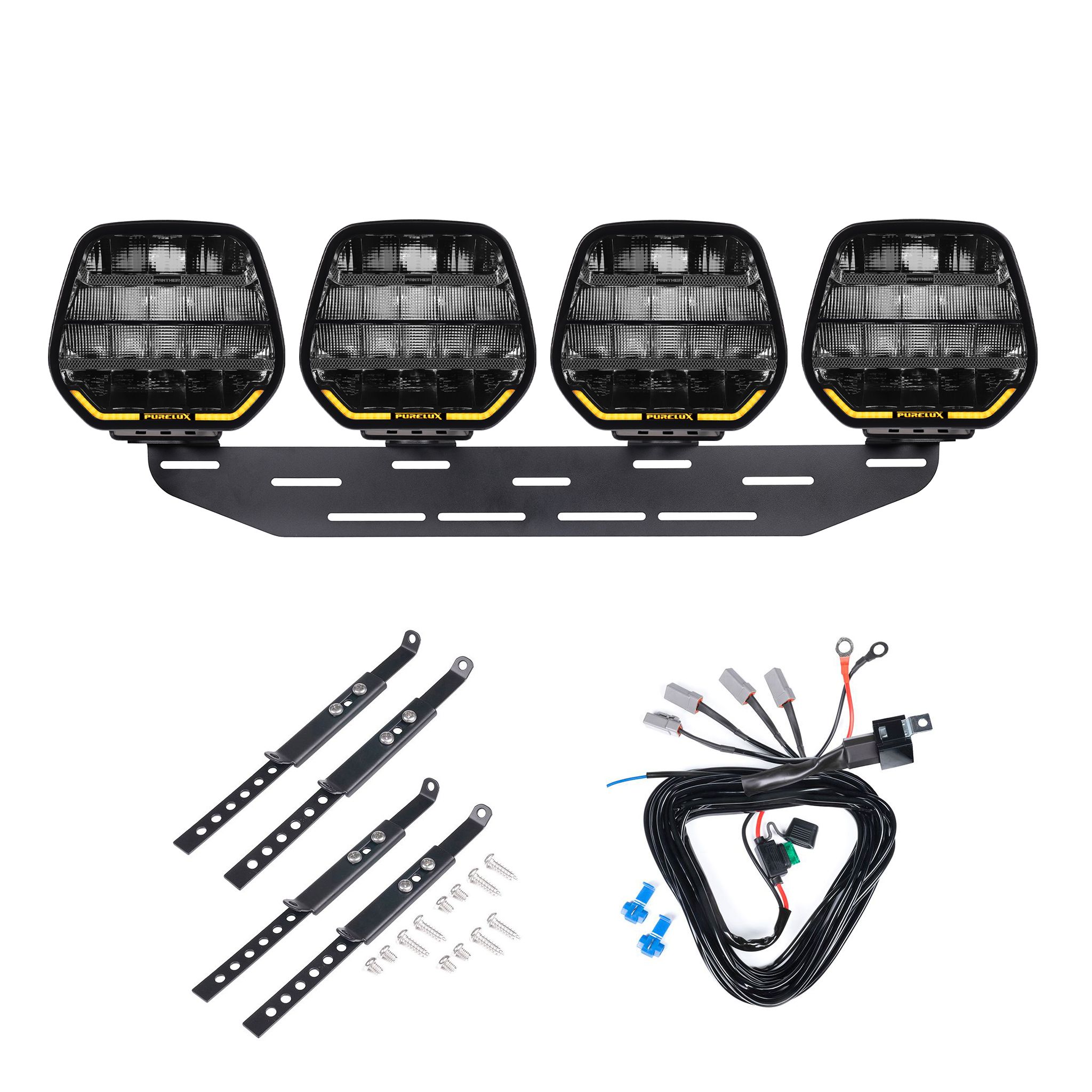 Auxiliary light Purelux Panther 9 - Round / 23 cm / 210W / Ref. 25, 4 pcs - Complete set afbeelding
