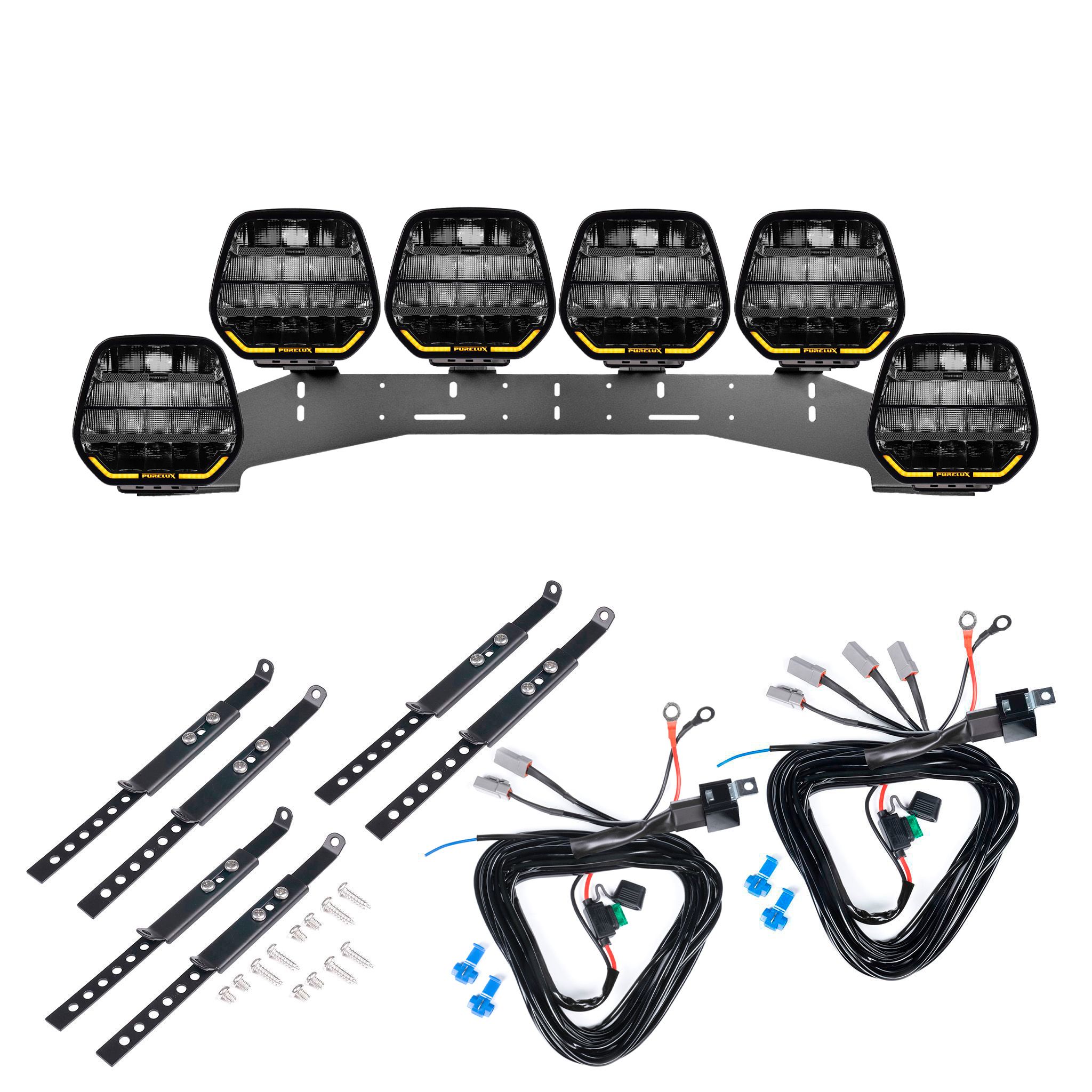 Auxiliary light Purelux Panther 9 - Round / 23 cm / 210W / Ref. 25, 6 pcs - Complete Set (WRC) afbeelding