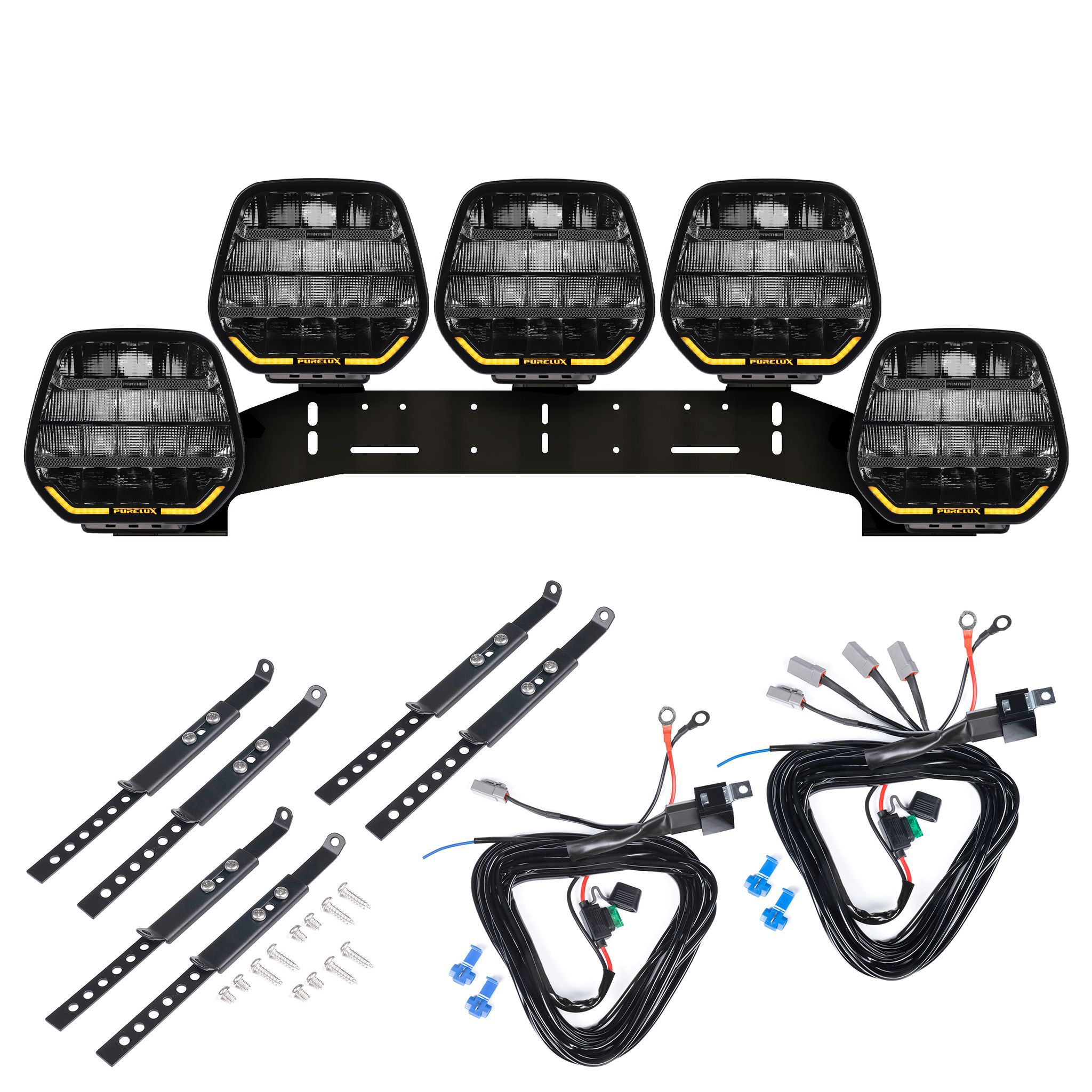 Auxiliary light Purelux Panther 9 - Round / 23 cm / 210W / Ref. 25, 5 pcs - Complete Set (WRC) afbeelding