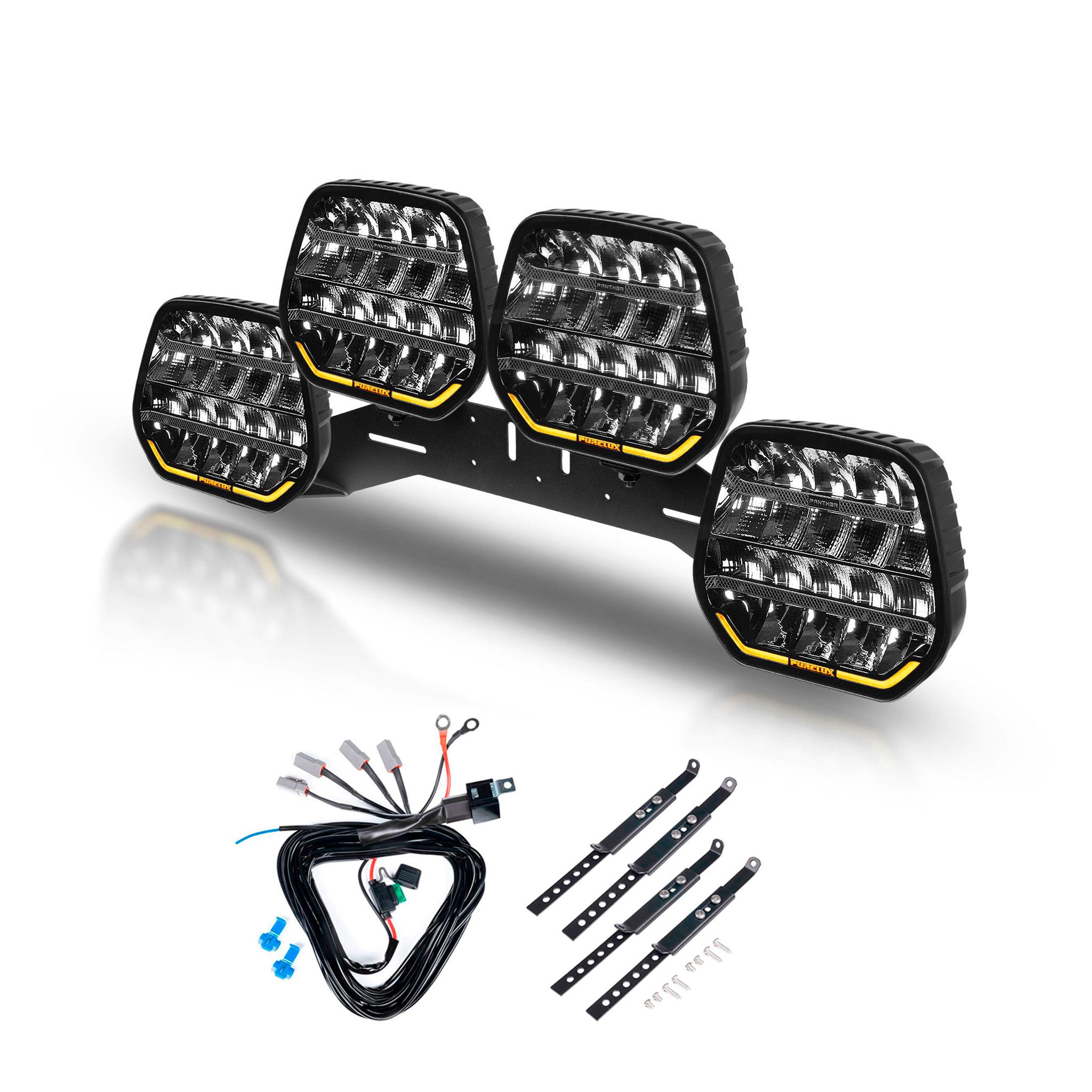 Auxiliary light Purelux Panther 9 - Round / 23 cm / 210W / Ref. 25, 4 pcs - Complete Set (WRC) afbeelding