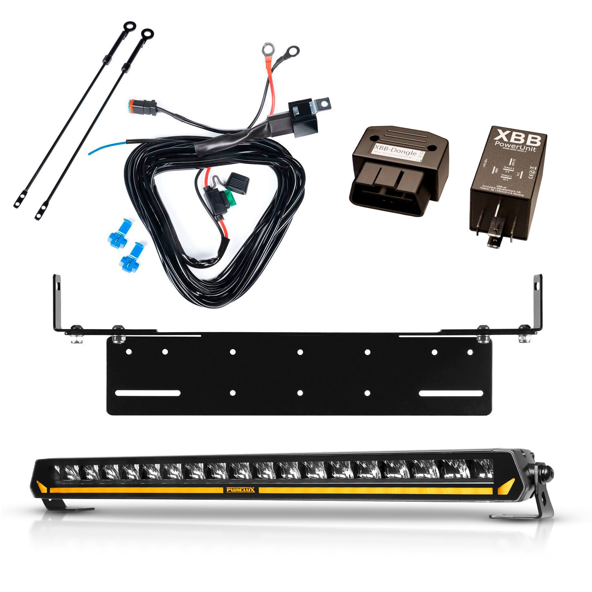 Led bar Purelux Panther Aero S540 Gen2 - Straight / 54 cm / 108W / Ref. 25, 1 pc - Complete set with flush mount bracket + XBB OBD Dongle&PowerUnit connection relay afbeelding