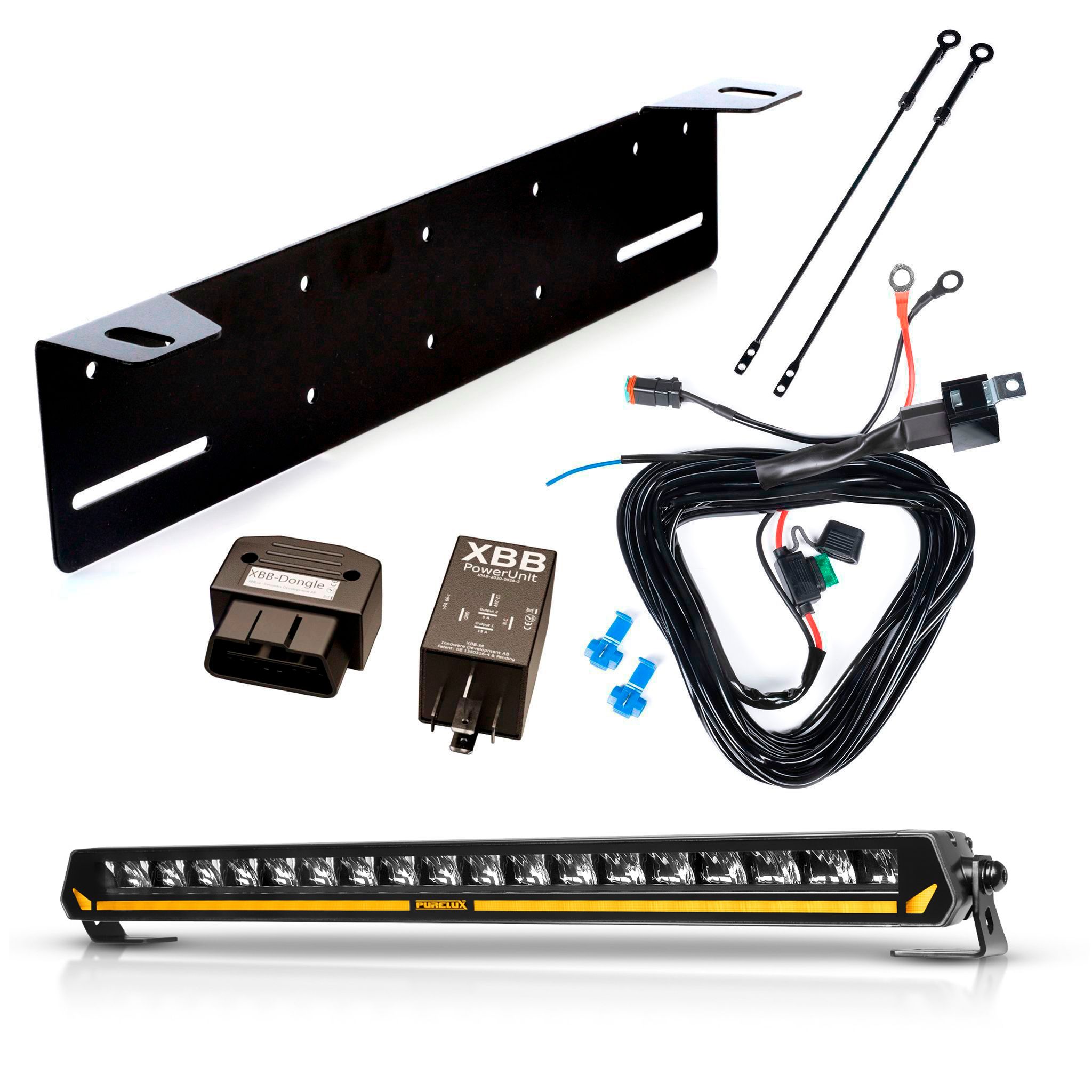 Led bar Purelux Panther Aero S540 Gen2 - Straight / 54 cm / 108W / Ref. 25, 1 pc - Complete set + XBB OBD Dongle&PowerUnit relay afbeelding