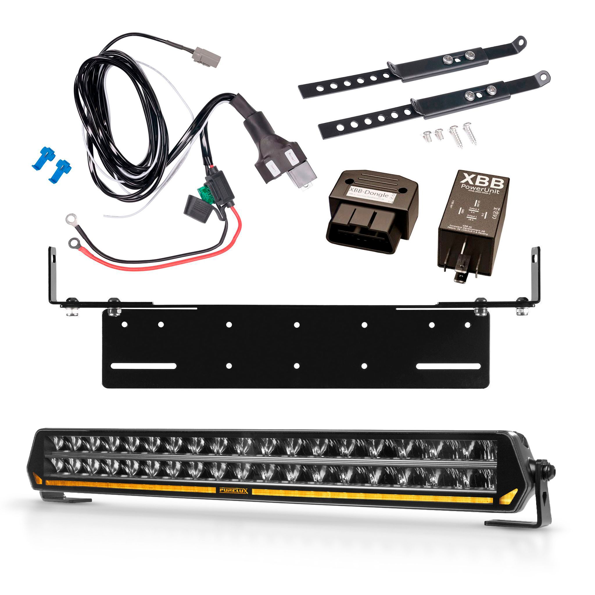 Led bar Purelux Panther C540 - Curved / 54 cm / 216W / Ref. 25, 1 pc - Complete set with flush mounting bracket + XBB OBD Dongle&PowerUnit connection relay afbeelding