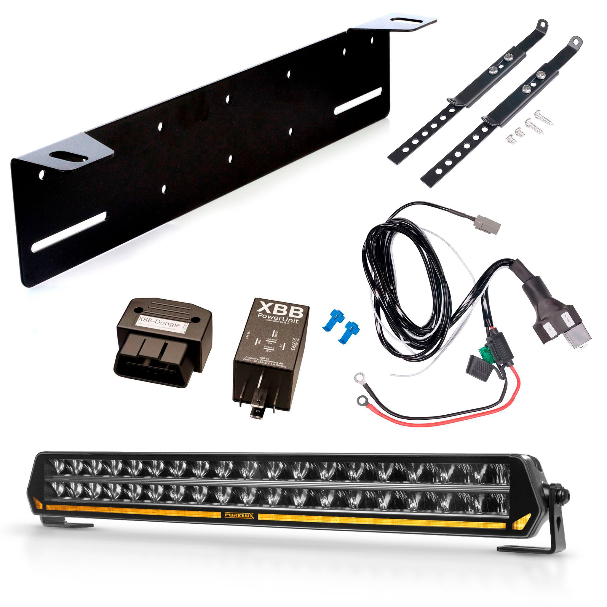Led bar Purelux Panther C540 - Curved / 54 cm / 216W / Ref. 25, 1 pc - Complete set with shield holder + XBB OBD Dongle&PowerUnit connection relay afbeelding