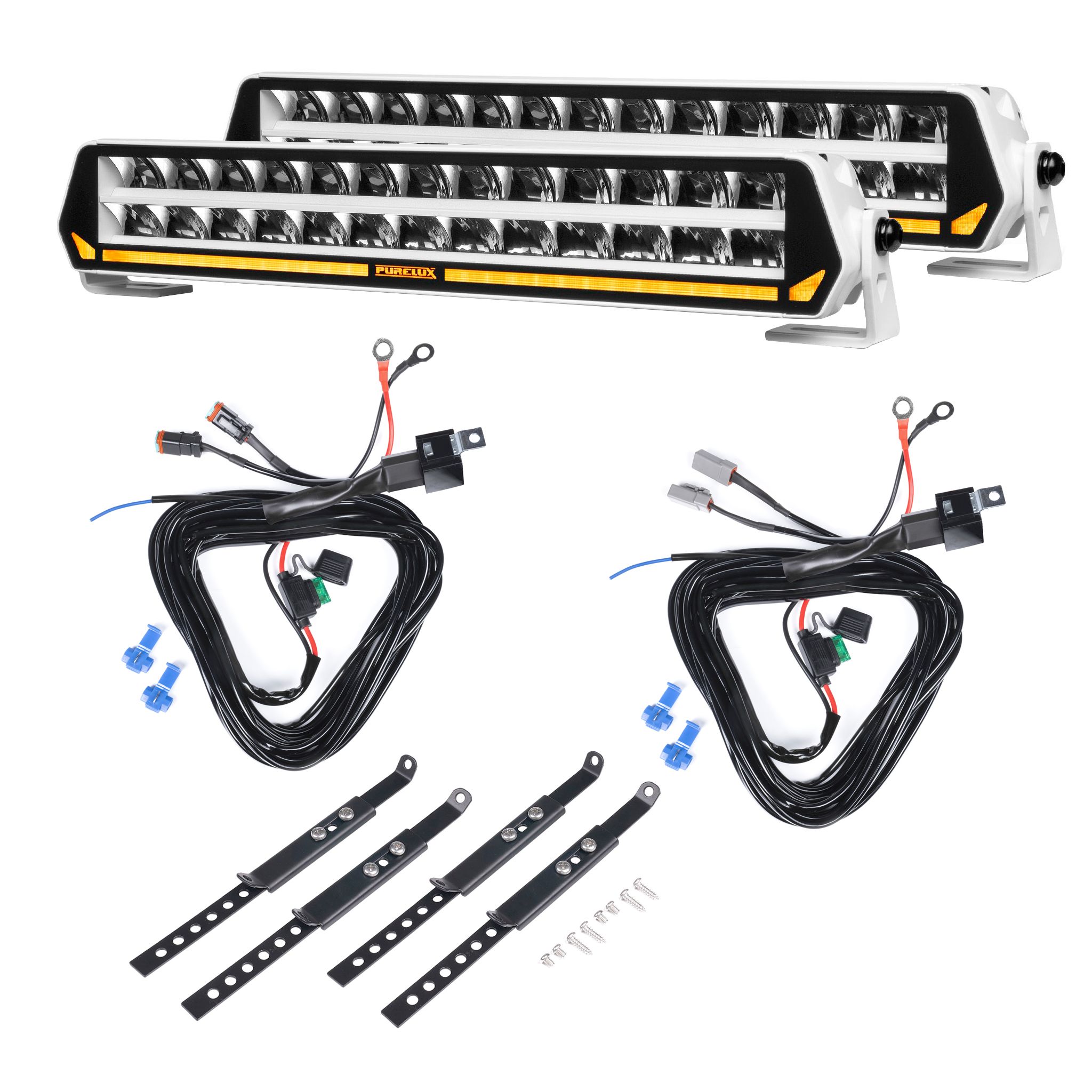 Led bar Purelux Panther S400 White - Straight / 40 cm / 150W / Ref. 20, 2 pcs + Wiring harnesses afbeelding