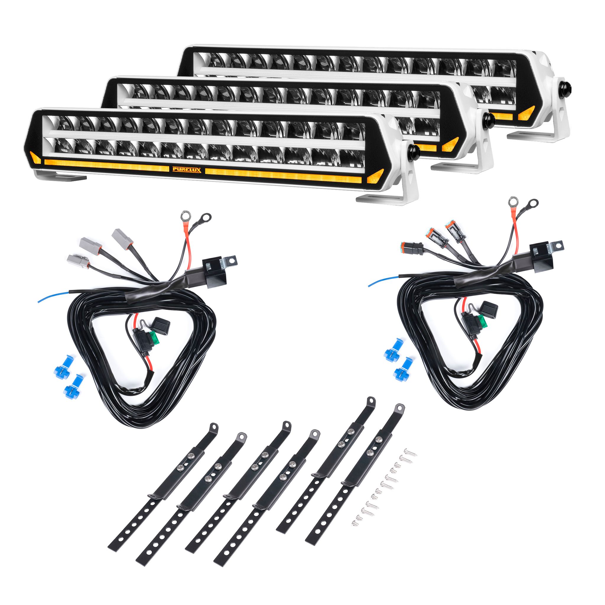 Led bar Purelux Panther S400 White - Straight / 40 cm / 150W / Ref. 20, 3 pcs + Wiring harnesses