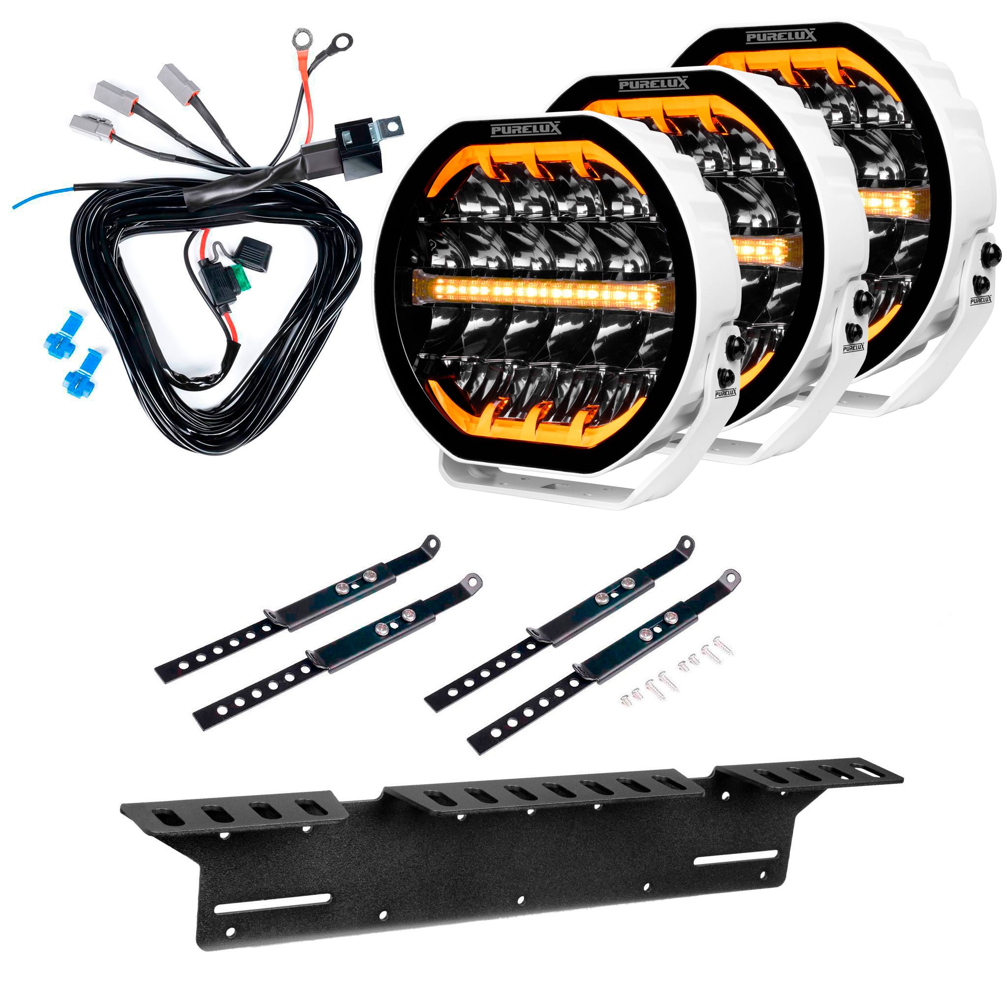 Lisävalo Purelux Ranger 9 White - Pyöreä / 23 cm / 160W / Ref. 25, 3 kpl - Täydellinen setti