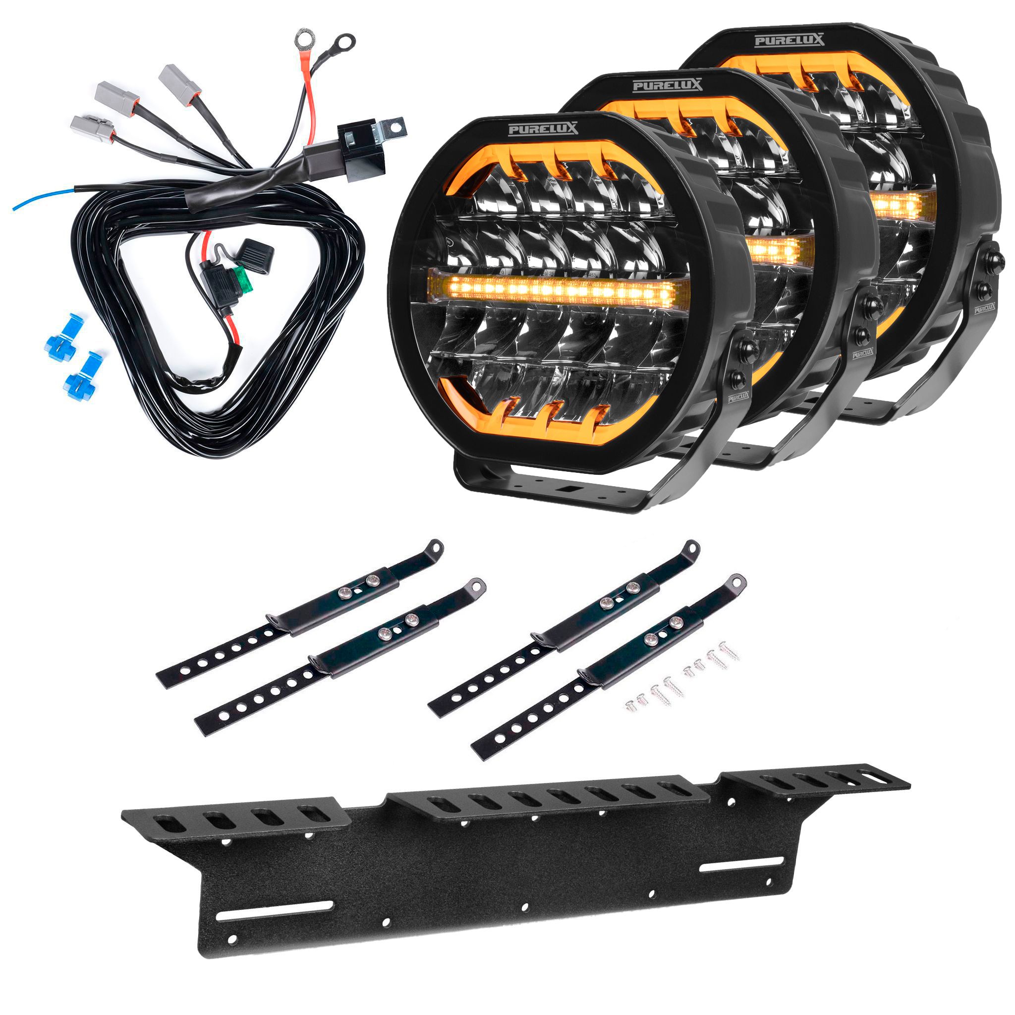 Auxiliary light Purelux Ranger 9 - Round / 23 cm / 160W / Ref. 25, 3 pcs - Complete set afbeelding