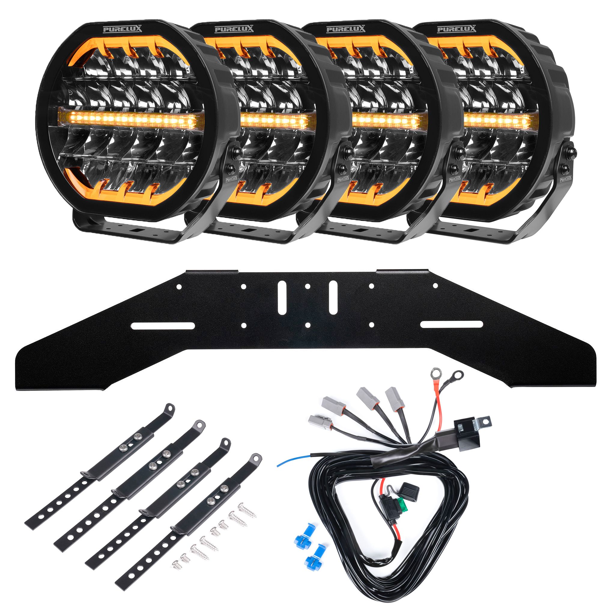 Auxiliary light Purelux Ranger 9 - Round / 23 cm / 160W / Ref. 25, 4 pcs - Complete set (WRC) afbeelding