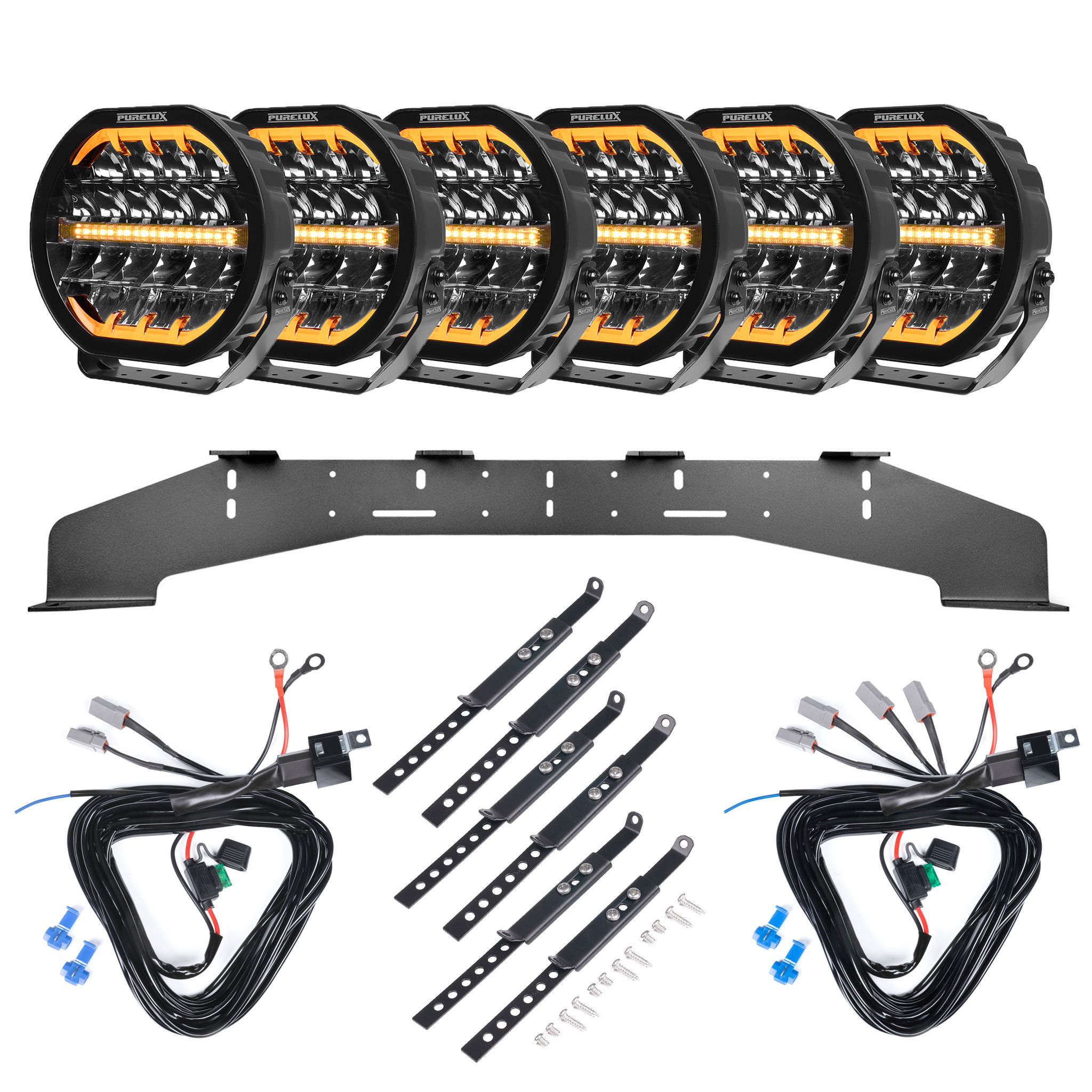Auxiliary light Purelux Ranger 9 - Round / 23 cm / 160W / Ref. 25, 6 pcs - Complete set (WRC) afbeelding