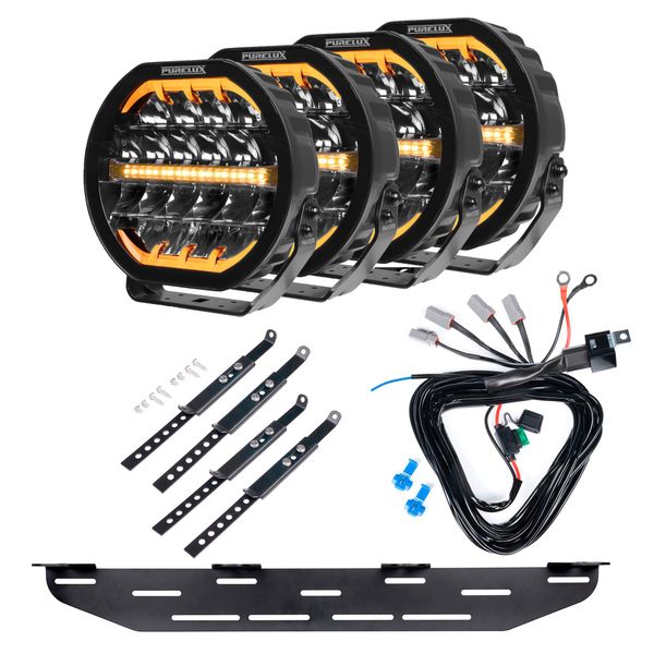 Auxiliary light PURELUX Ranger 9 - Round / 23 cm / 160W / Ref. 25, 4 pcs - Complete set afbeelding 1