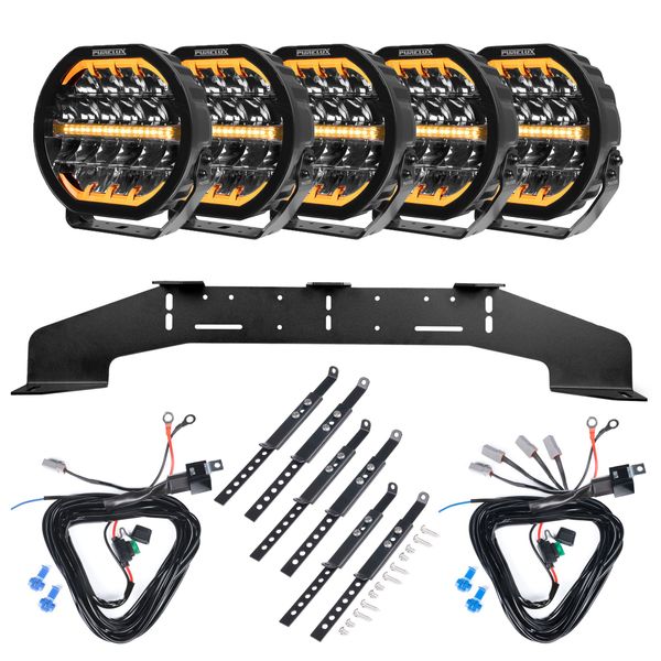 Auxiliary light Purelux Ranger 9 - Round / 23 cm / 160W / Ref. 25, 5 pcs - Complete set (WRC) afbeelding