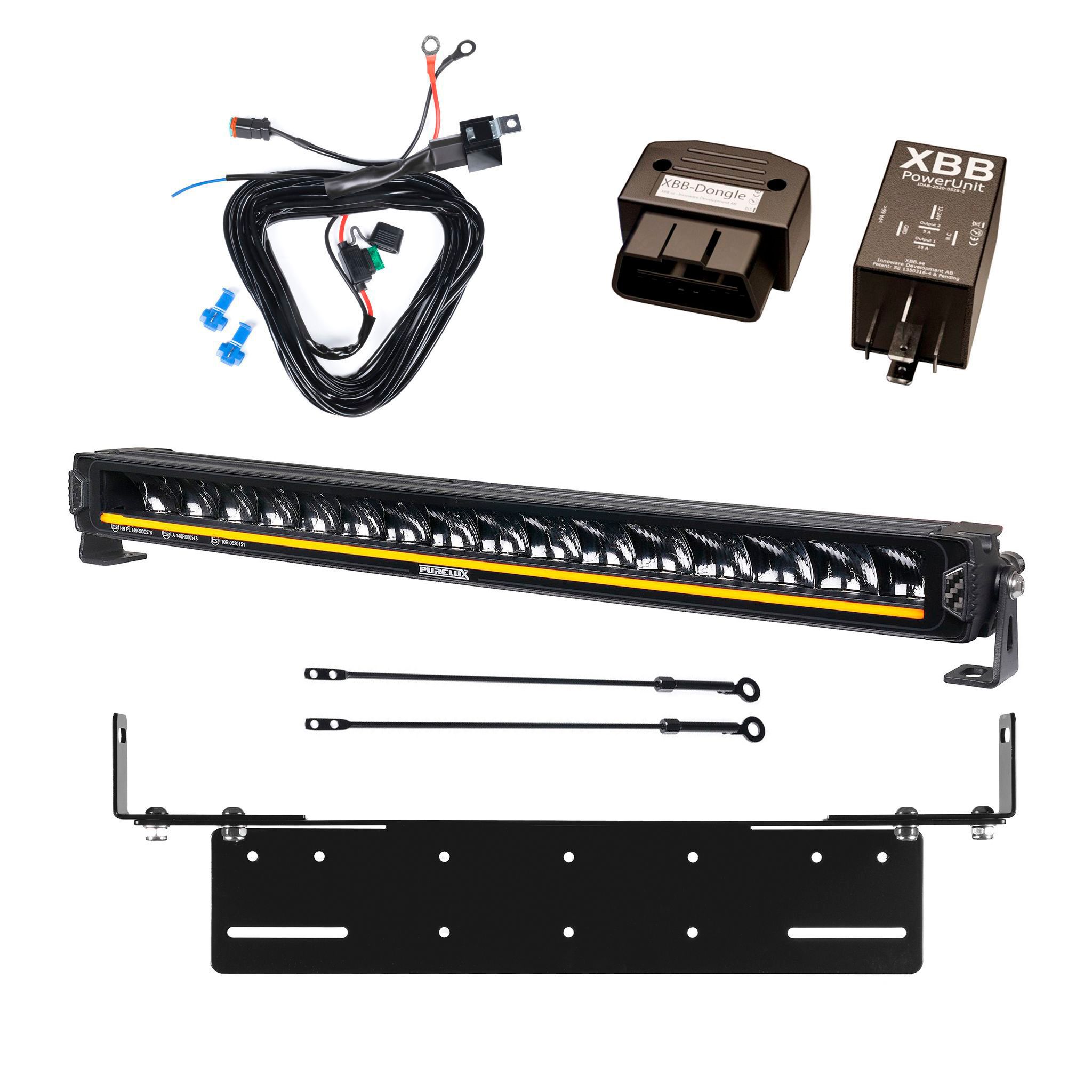 Led bar Purelux Road Curve C530 Slim - Curved / 53 cm / 160W / Ref. 37.5, 1 pc - complete set with adjustable support plate + XBB OBD Dongle&PowerUnit afbeelding