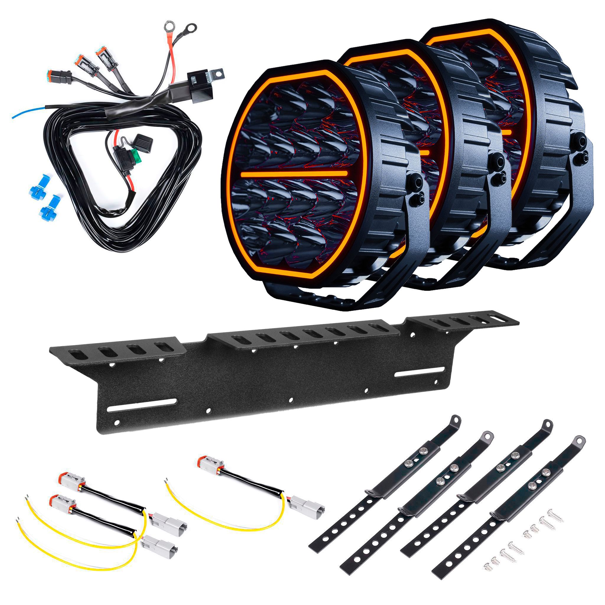 Auxiliary light Strands Big Energy 9 EB - Round / 22 cm / 126W / Off-road, 3 pcs - Complete set afbeelding