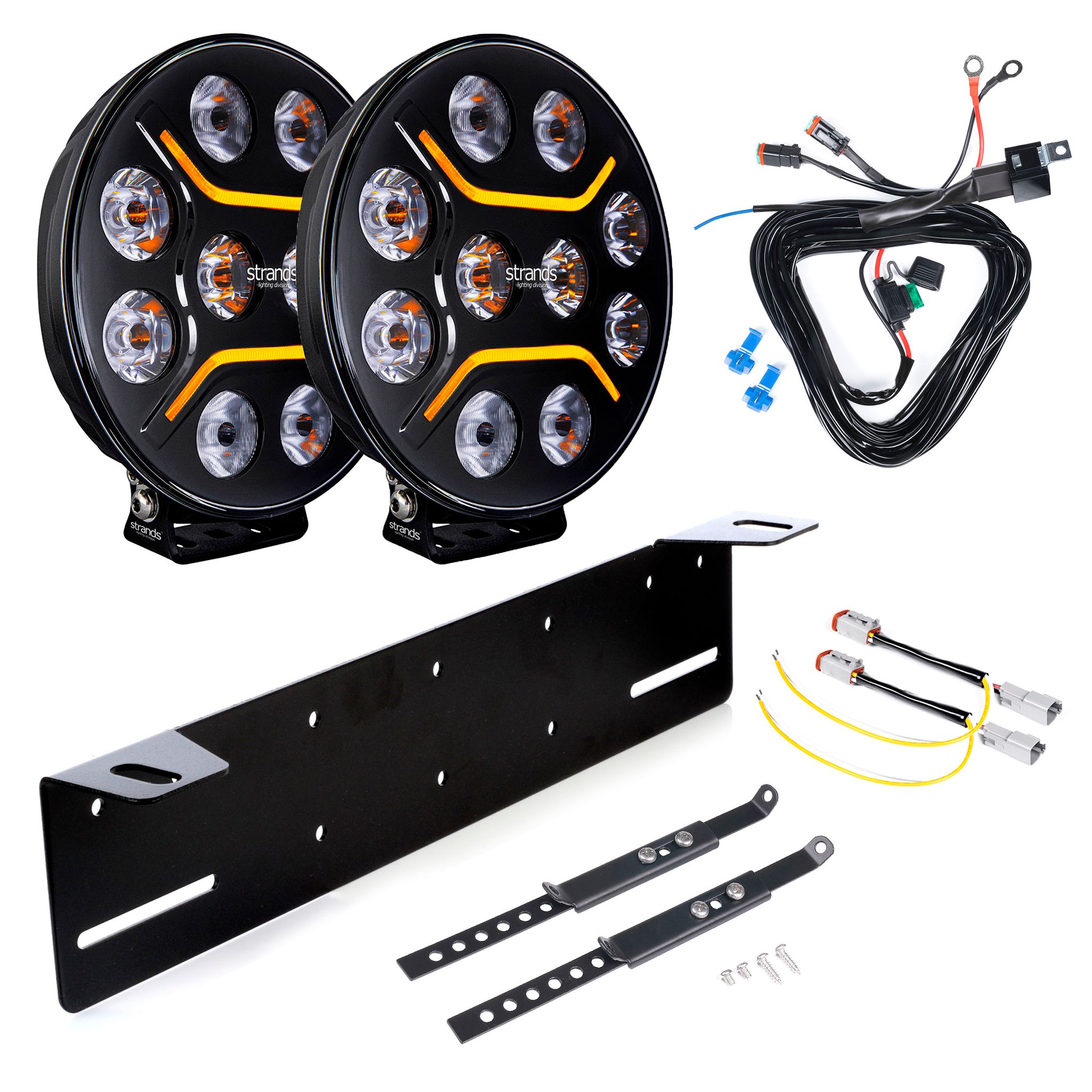 Auxiliary light Strands Dark Knight Intense 9 V2 - Round / 22 cm / 150W / Ref. 45, 2 pcs - Complete set afbeelding