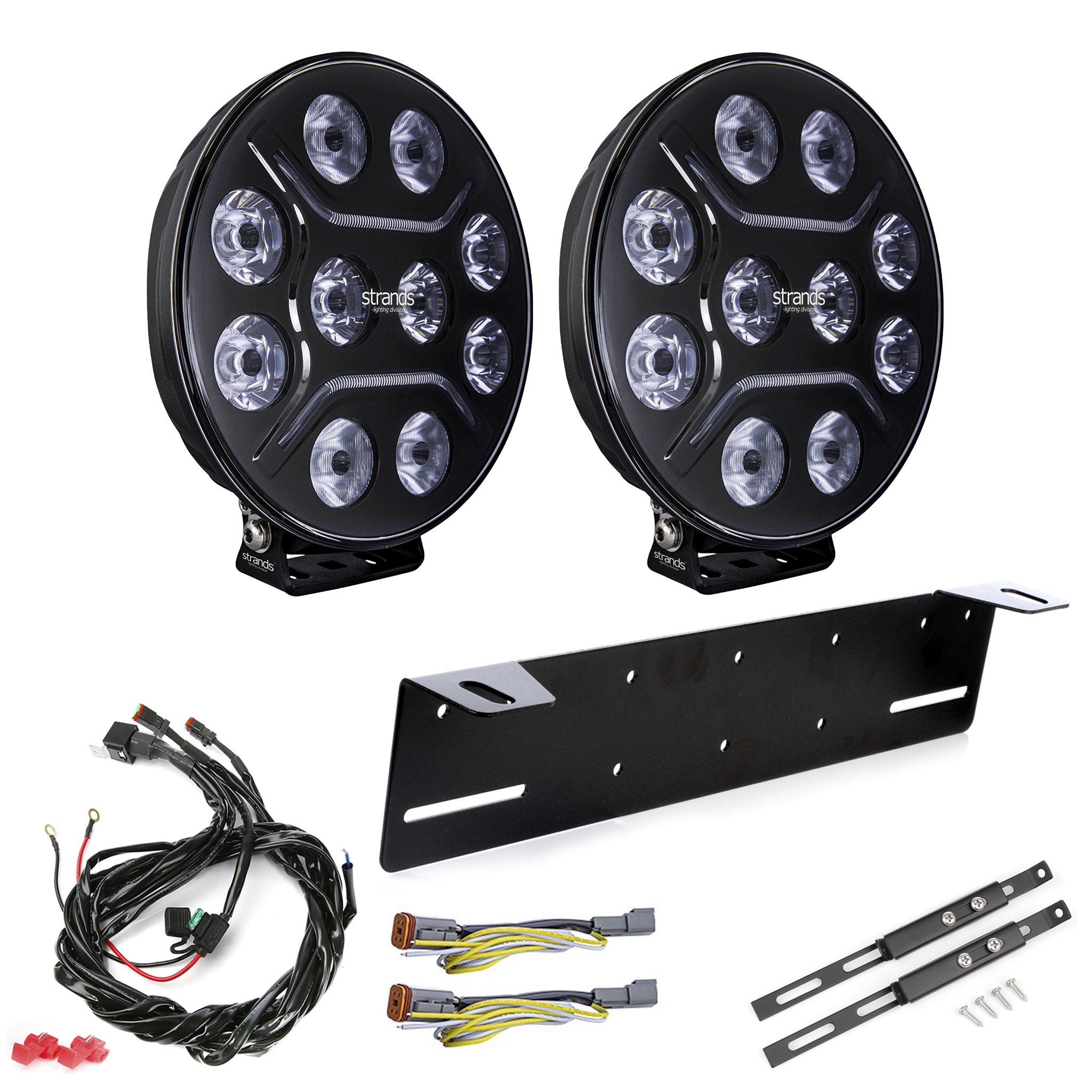 Extraljus Strands Dark Knight Intense 9 - Rund / 22 cm / 150W, 2 st - Komplett paket