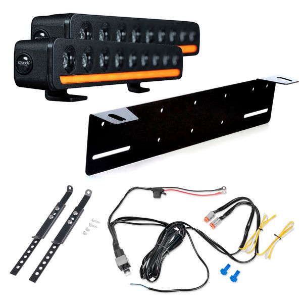 Ekstralys STRANDS Nuuk D-Line 10 - Rett / 27 cm / 60W, 2 stk - Komplett pakke (montering under reg.skilt)