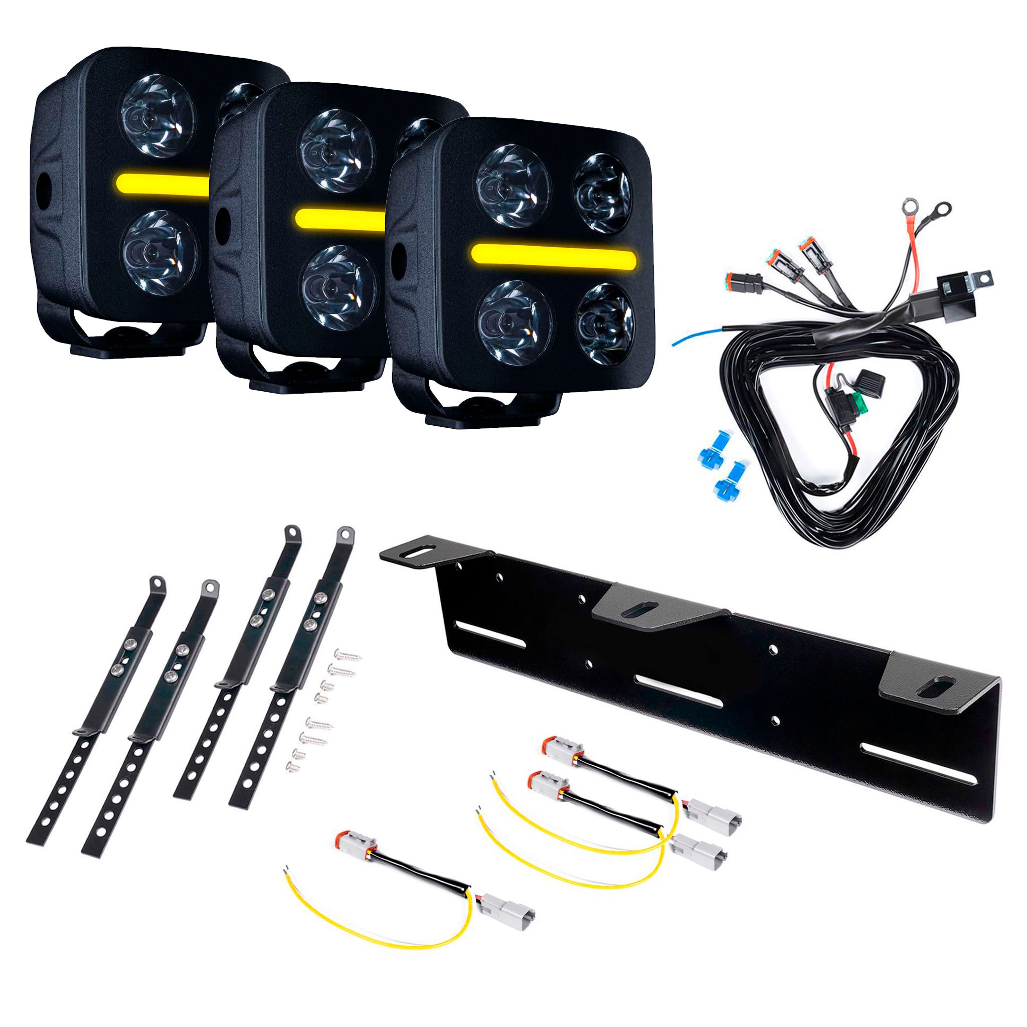 Kuva tulossa: Lisävalo Strands Nuuk D-Line QB 3 - Pyöreä / 9 cm / 40W / Off-road, 3 kpl - Täydellinen setti