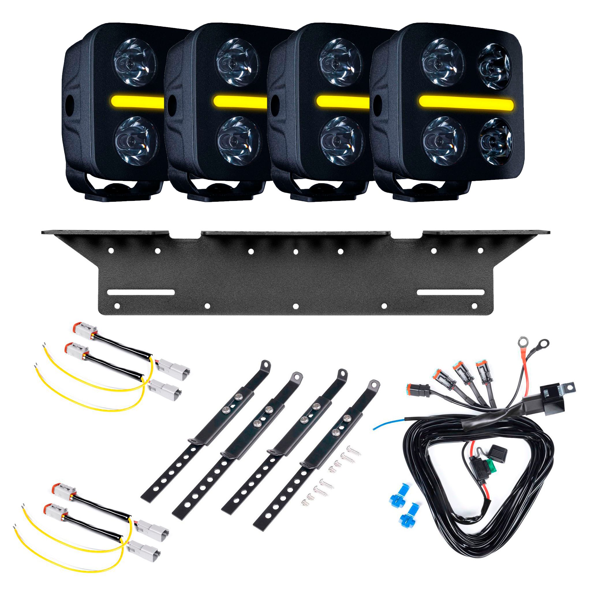 Auxiliary light Strands Nuuk D-Line QB 3 - Round / 9 cm / 40W / Off-road, 4 pcs - Complete set afbeelding