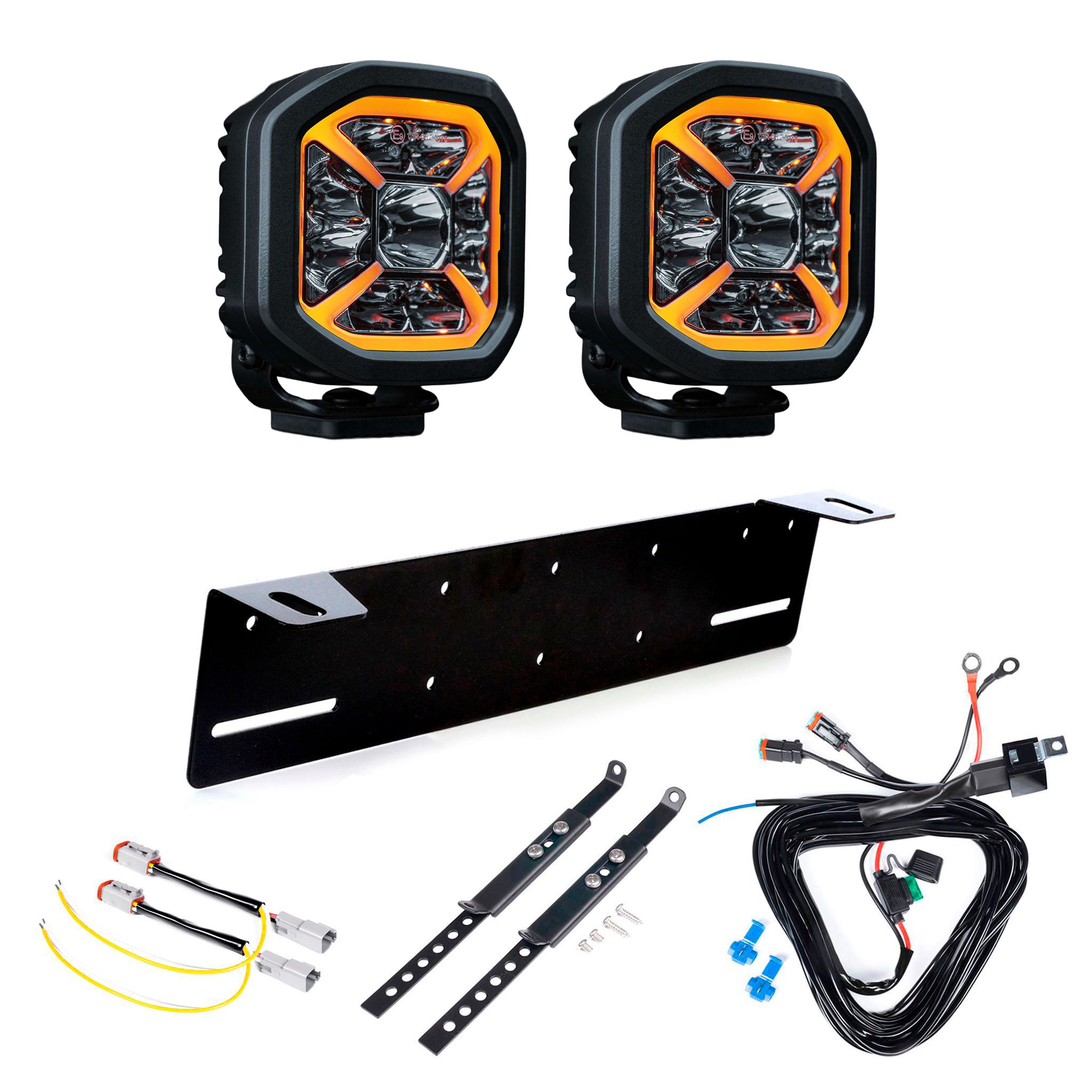Auxiliary light Strands Siberia X 4 - Round / 11 cm / 60W / Off-road, 2 pcs - Complete set