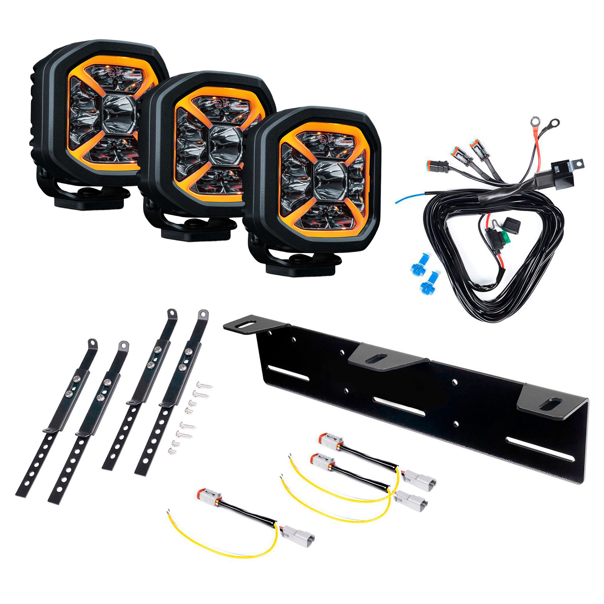 Auxiliary light Strands Siberia X 4 - Round / 11 cm / 60W / Off-road, 3 pcs - Complete set afbeelding