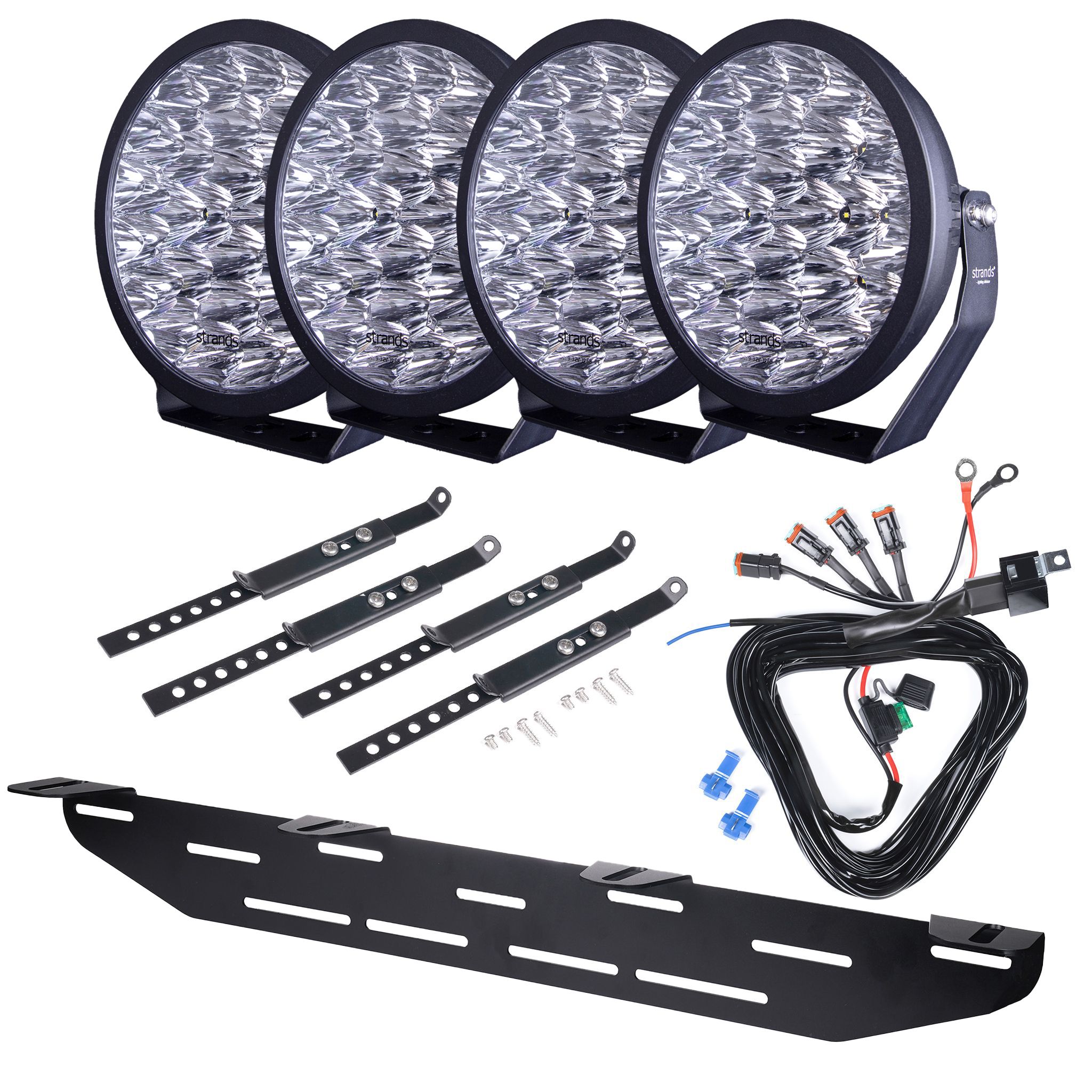 Auxiliary light Strands YUKON 9 2.0 Spot - Round / 23 cm / 113 W / Off-road, 4 pcs - Complete set afbeelding
