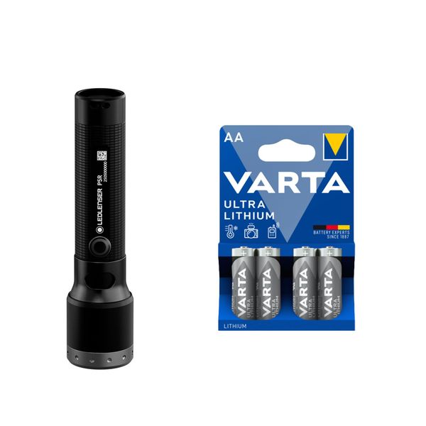 Lommelykt LEDLENSER P5R - 750 lm / 121 mm / Oppladbar / 1 x AA, Ledlenser P5R + 4 stk. Varta Ultra Lithium AA-batterier
