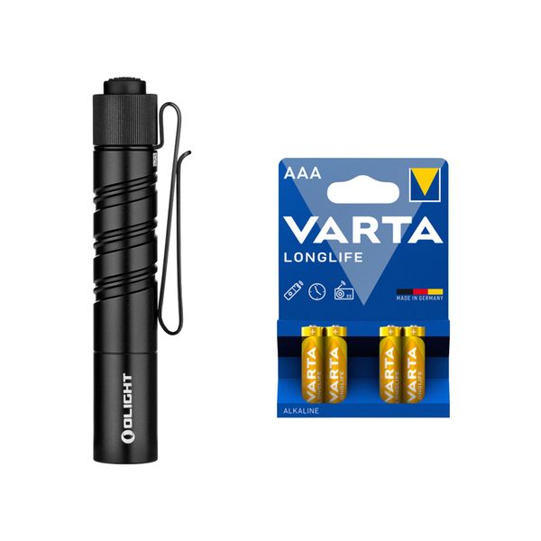 Lommelykt OLIGHT i3T 2 EOS - 200 lm / 89 mm / 1 x AAA, Olight i3T 2 EOS + 4 stk. Varta Long Life AAA-batterier