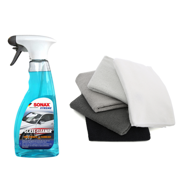 Glasrengöring SONAX Xtreme Glass Cleaner, 500 ml, Flaska + Mikrofiberdukar (5 st)