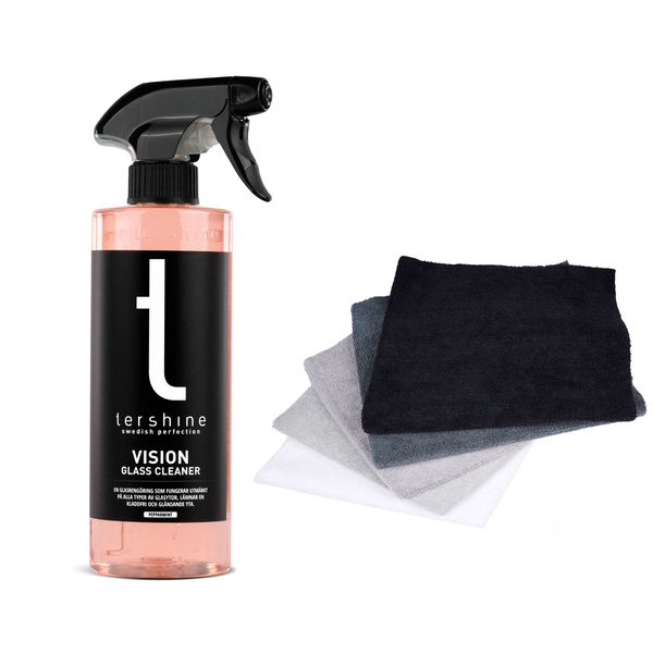 Glasrengöring tershine Vision, 500 ml, 500 ml + Mikrofiberdukar (5 st)