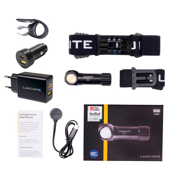 Pannlampa LUMONITE Vector V2 - 500 lm / Laddbar, PREMIUM-paket