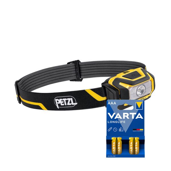 Hodelykt PETZL Aria 1 - 350 lm / 3 x AAA, Petzl Aria 1 + 4 stk. Varta Long Life AAA-batterier