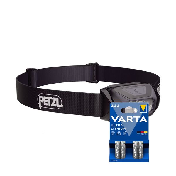 Hodelykt PETZL Tikkina - 300 lm / 3 x AAA, Svart + 4 stk. Varta Ultra Lithium AAA-batterier