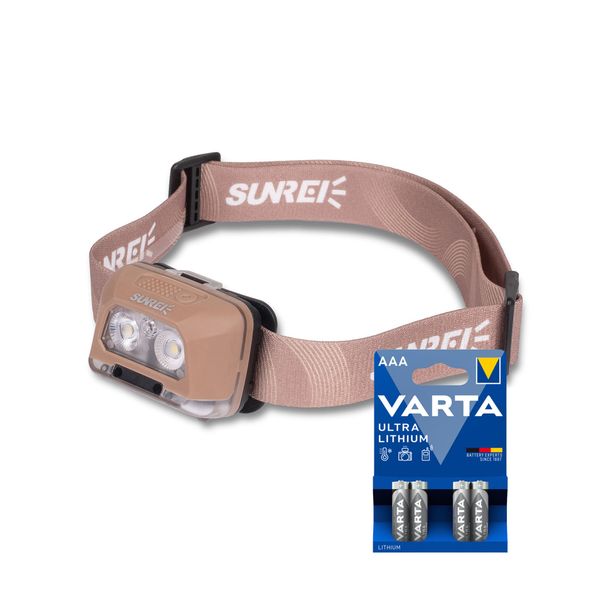 Pannlampa Sunree StarRay - 380 lm / 3 x AAA, Sunree StarRay + 4 st Varta Ultra Lithium AAA-batterier