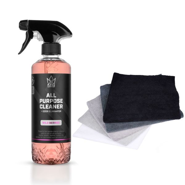 Interiörrengöring KING CARTHUR APC + Odor Eliminator Wild Berries, 500 ml, 500 ml + 5 st Mikrofiberdukar