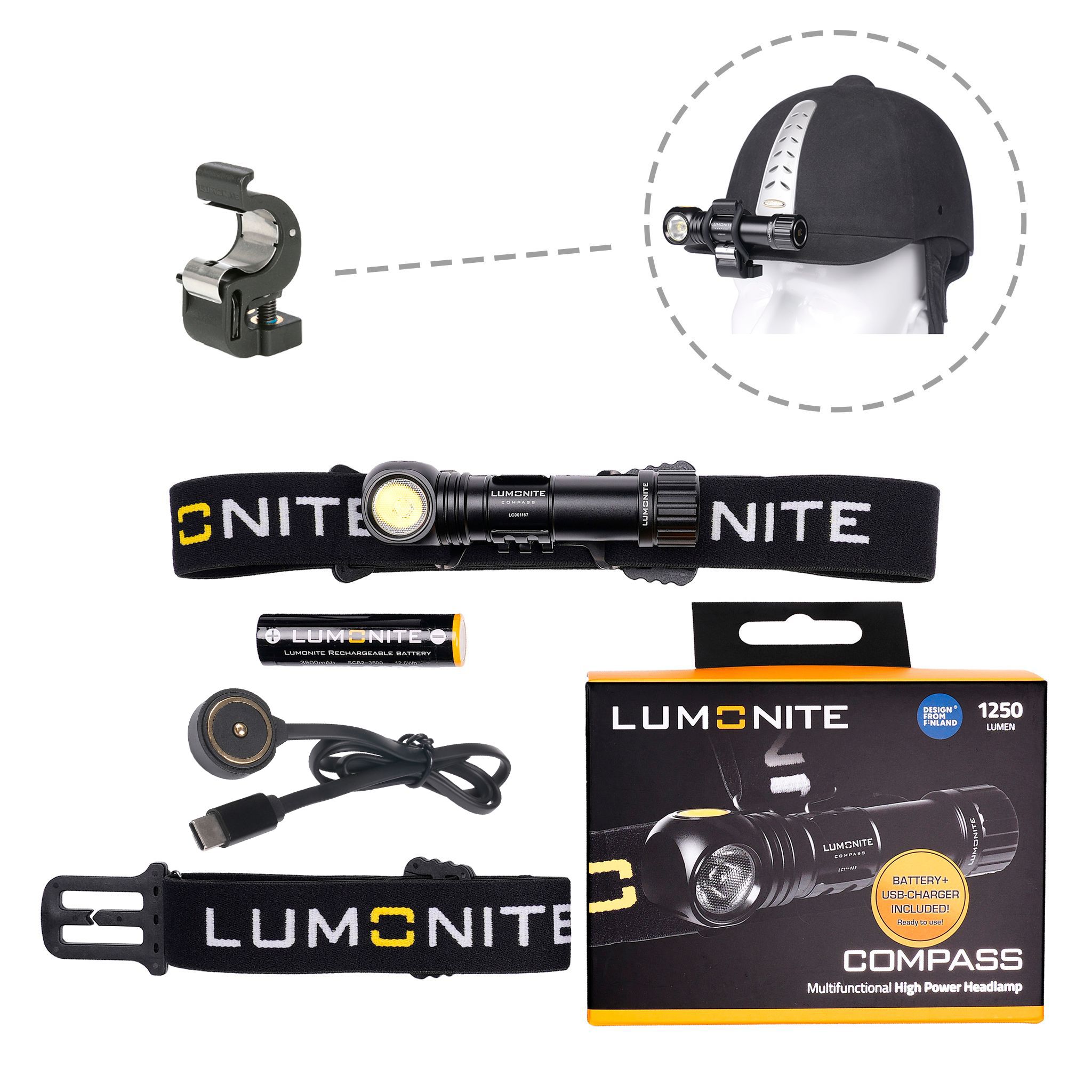 Riding lamp LUMONITE® Compass - 1250 lm / Rechargeable afbeelding