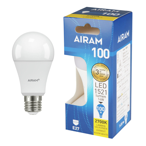 LED-pære AIRAM E27, 2700K, 14 W / 1521 lm