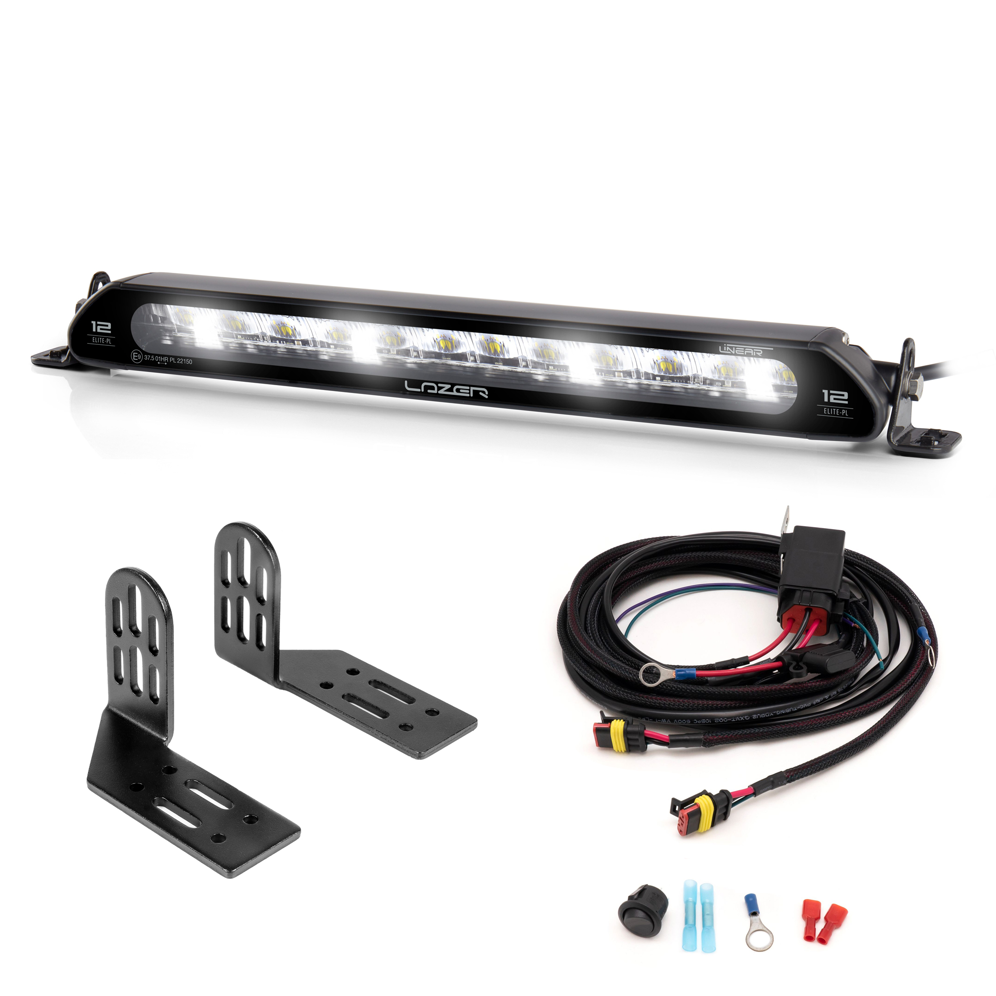 Led bar Lazer Linear 12 Elite with Position Light - Straight / 38 cm / 84W, 1 pc - Complete set (Side mounting) afbeelding