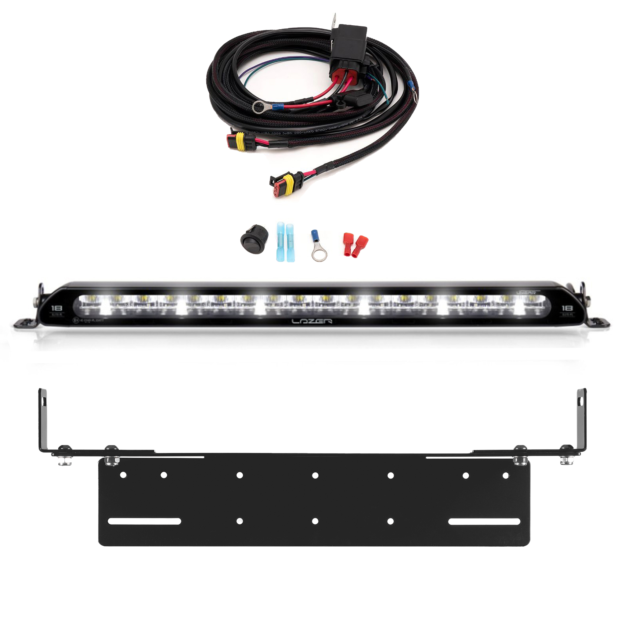 Extraljus Lazer Linear 18 Elite med Positionsljus - Rak / 53 cm / 126W, 1 st - Komplett paket med infälld montering
