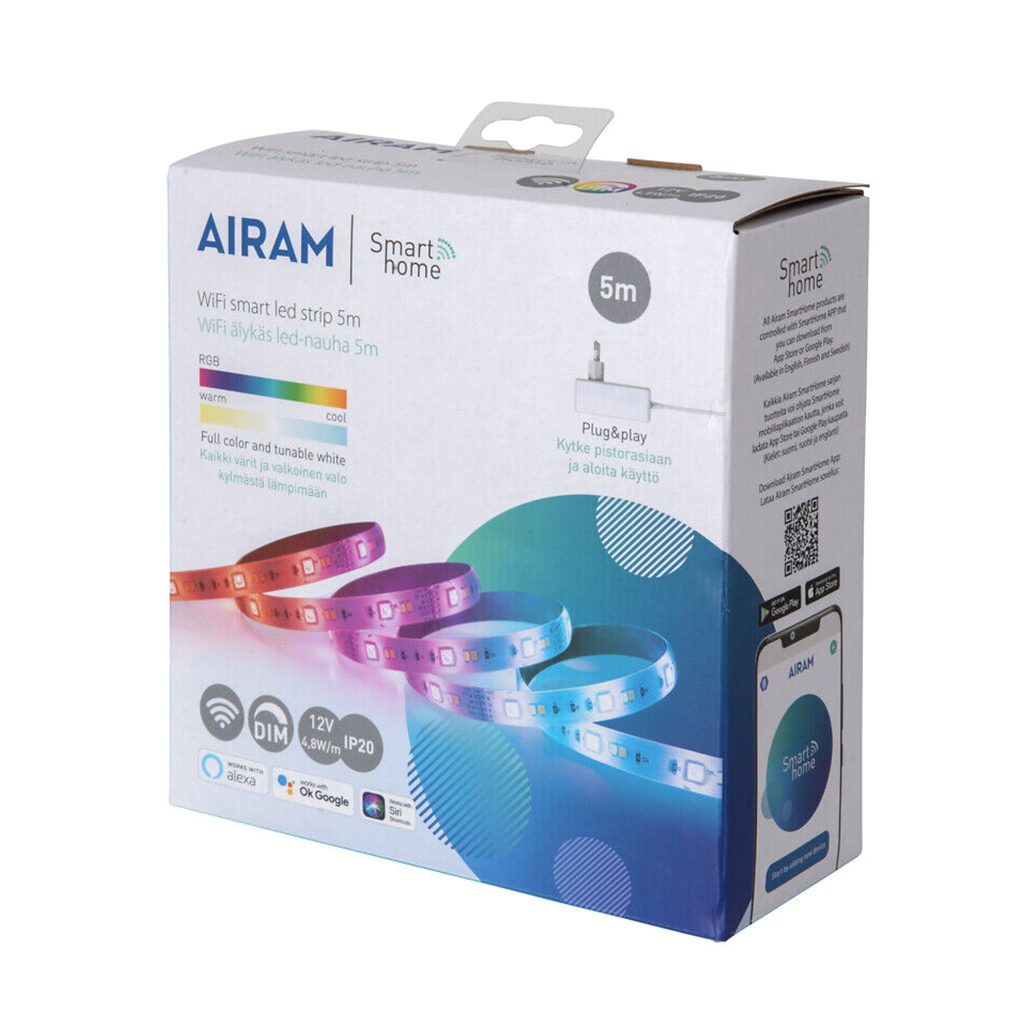 LED-list-kit Airam Smart LED Strip RGB/TW, 12 V, 500 cm