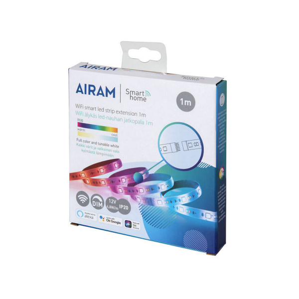 LED-NAUHA -setti Airam Smart LED Strip RGB/TW, 12 V, Jatkopala, 100 cm