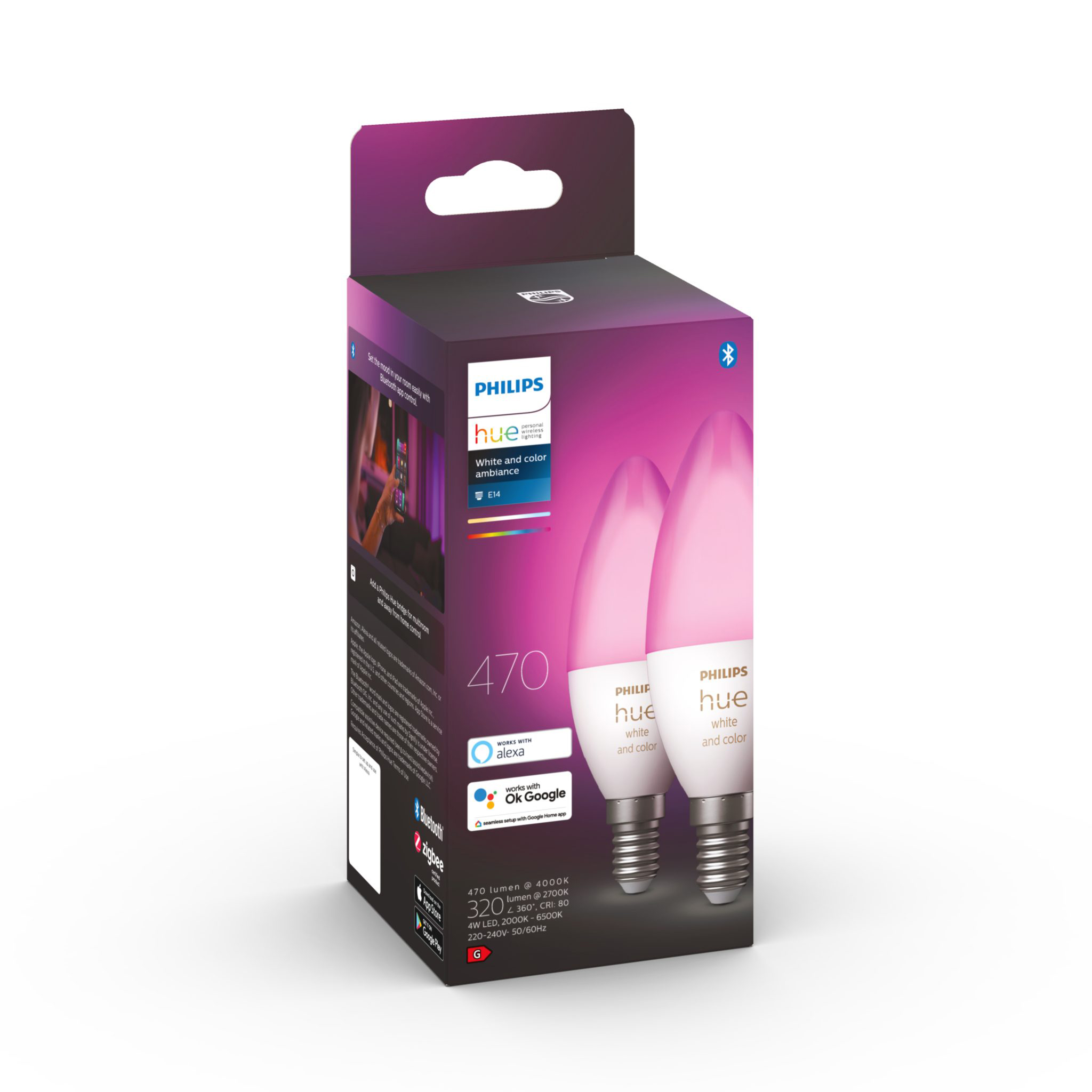 Led-älylamppu Philips Hue WCA, E14, 2000-6500K, 2 kpl | Alk. 108,90 €