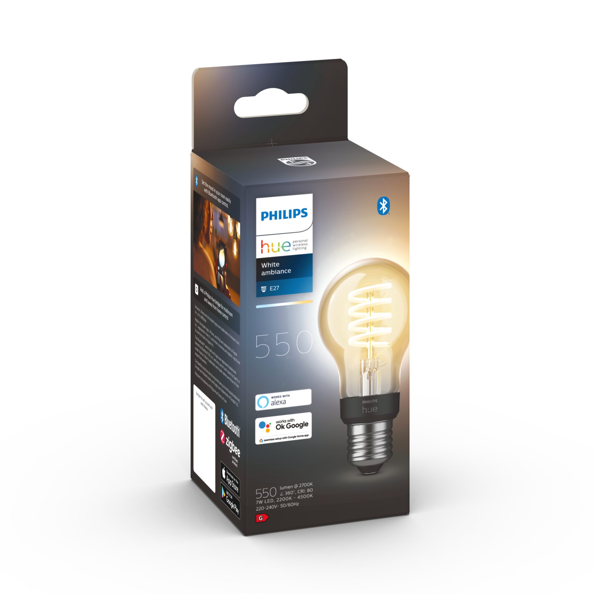Led-älylamppu Philips Hue White Ambience Filament, E27, 2200-4500K, Filament