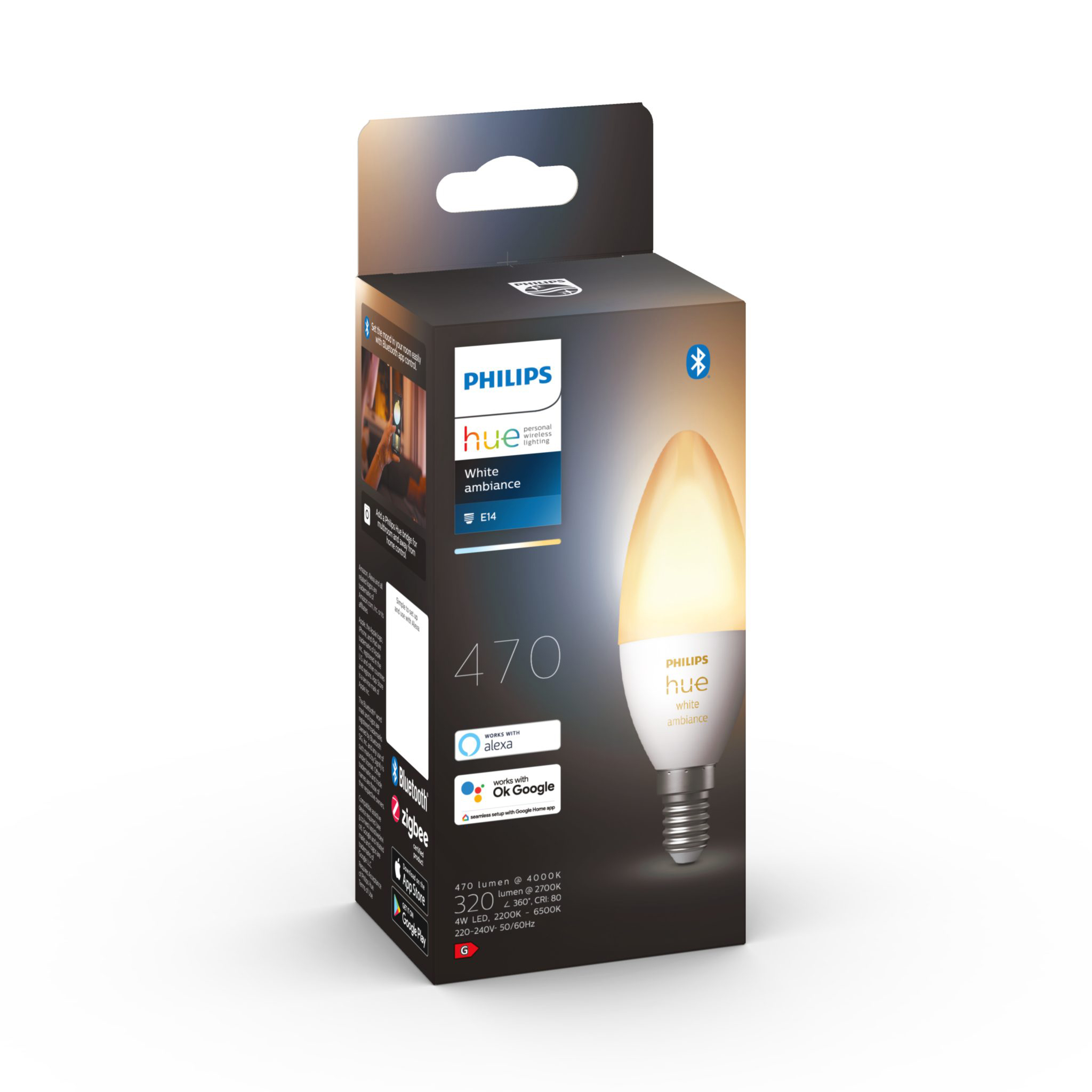 Led-älylamppu Philips Hue White Candle Ambience, E14, 2200-6500K, 1 kpl | Alk. 34,90 €