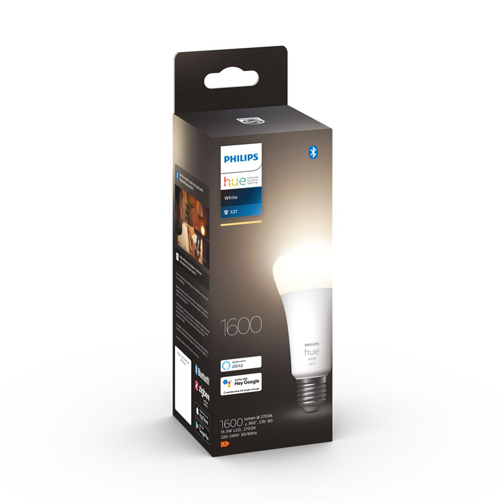 Led-älylamppu Philips Hue White, E27, 2700K, 15.5W / 1600 lm / 1 kpl | Alk. 25,90 €