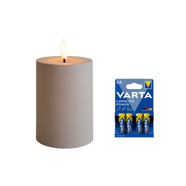 LED-telys AIRAM Saraby, 10 cm, 1 stk + 4 stk oppladbare AA-batterier