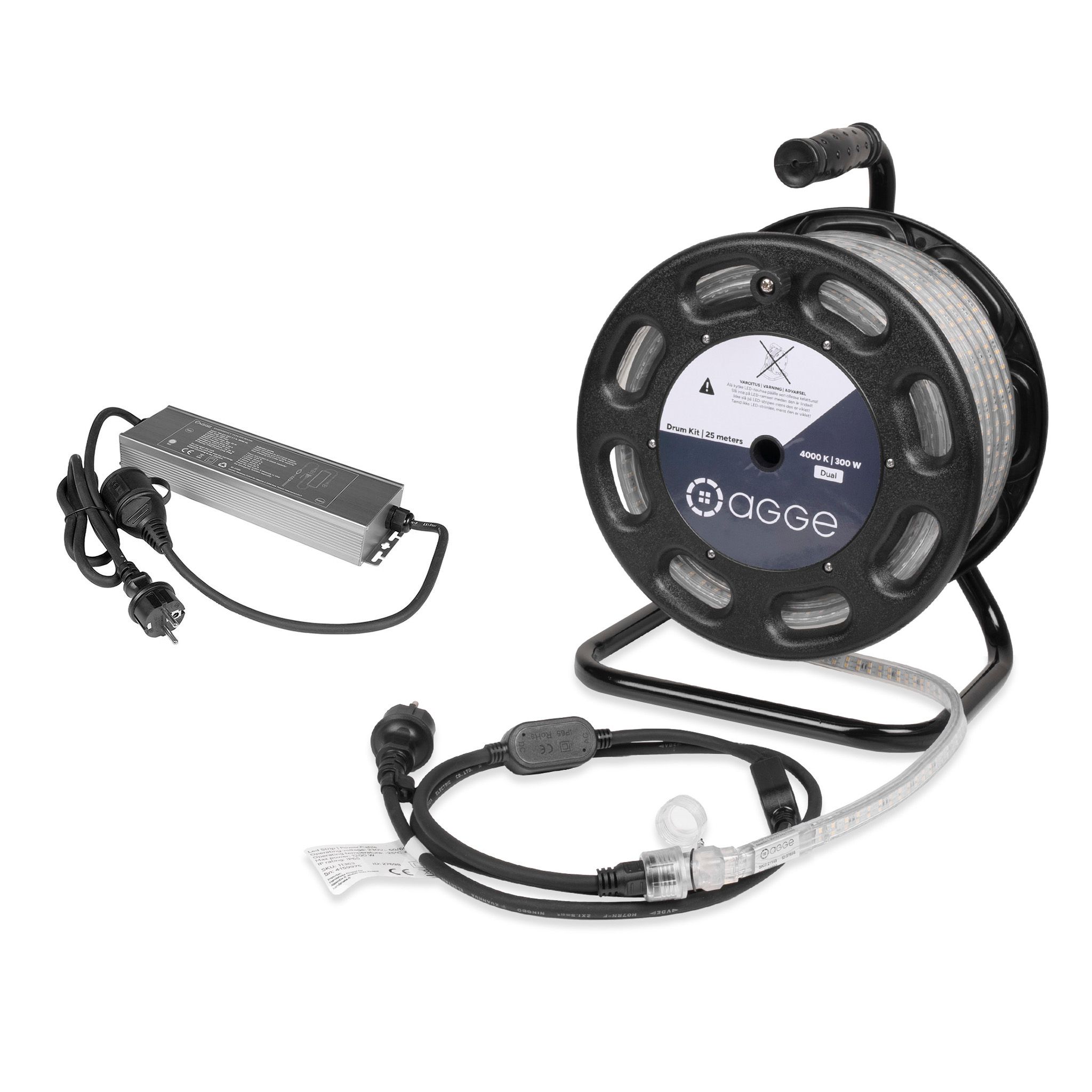 LED strip AGGE Dual 230V - 1500 lm/m, 25 m - Coil, Strip with power cord + Emergency PowerBank afbeelding