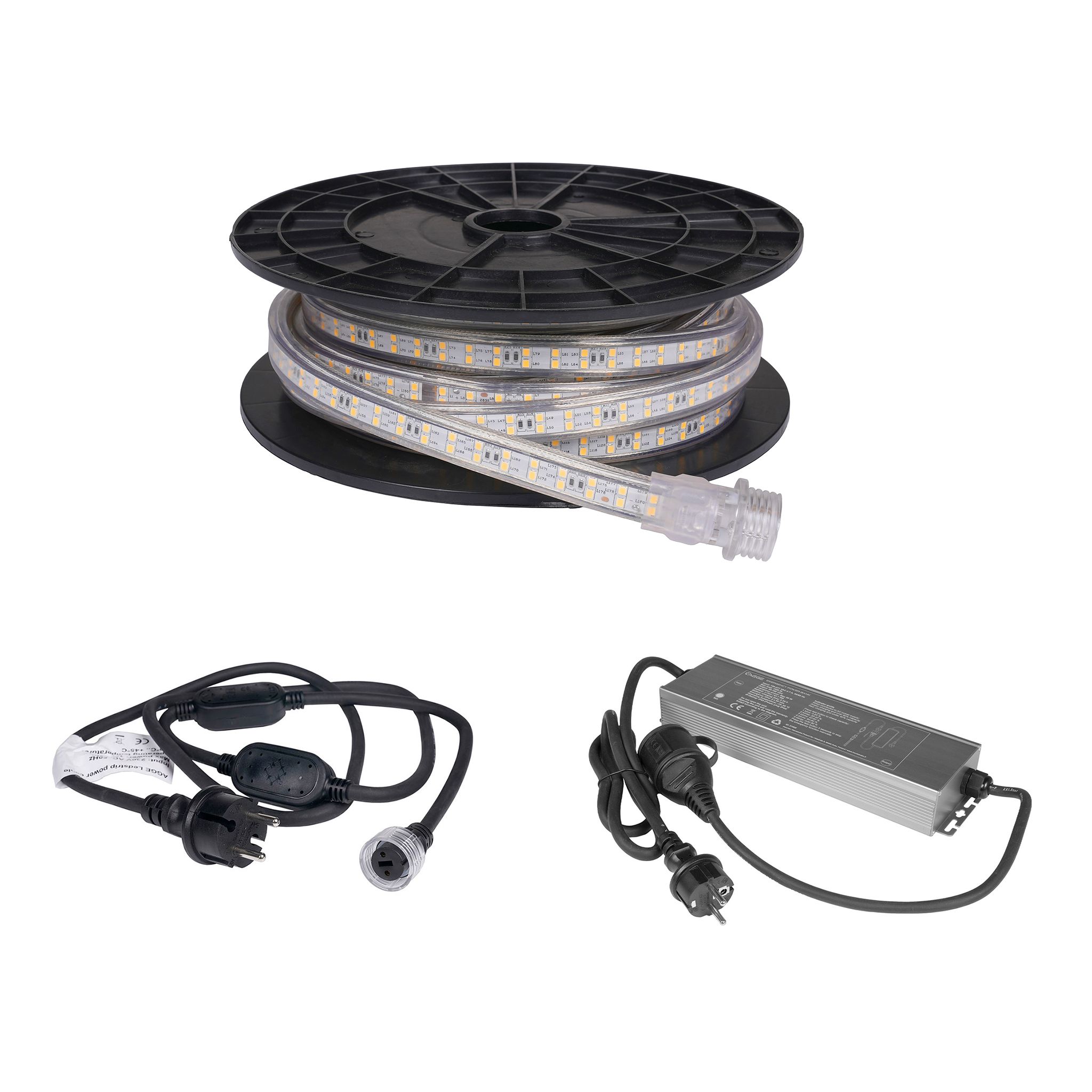 LED strip / Work light AGGE 230V - 1500 lm/m, 10 m, Strip with power cord + Power Bank afbeelding