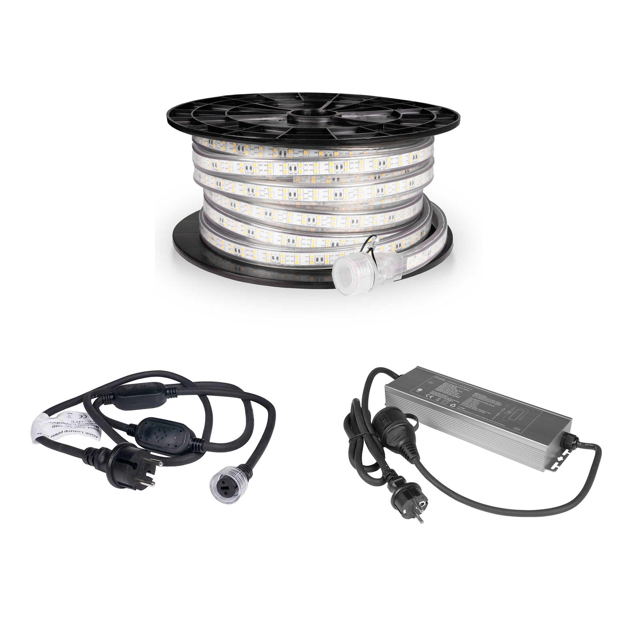LED strip / Work light AGGE 230V - 1500 lm/m, 15 m, Strip with power cord + Power Bank afbeelding
