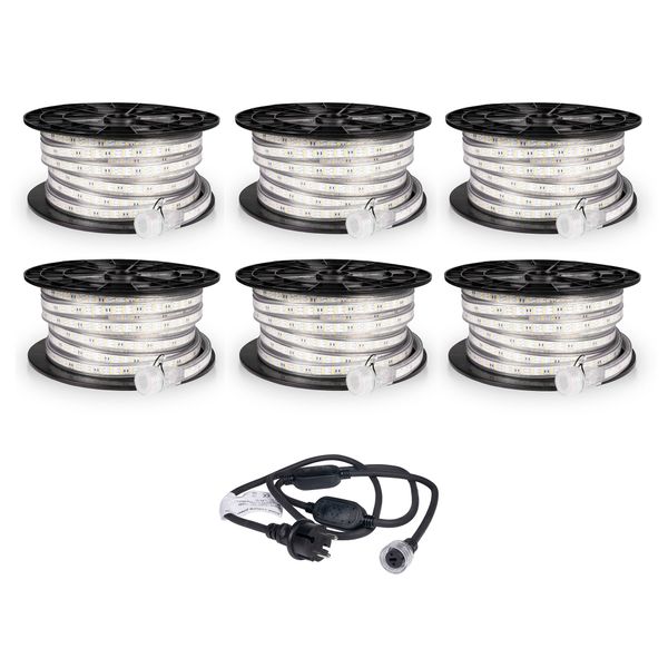 LED-stripe / Arbeidsbelysning AGGE 230V - 1500 lm/m, 15 m, Stripe med strømledning + 5 skjøteledninger (90 m)